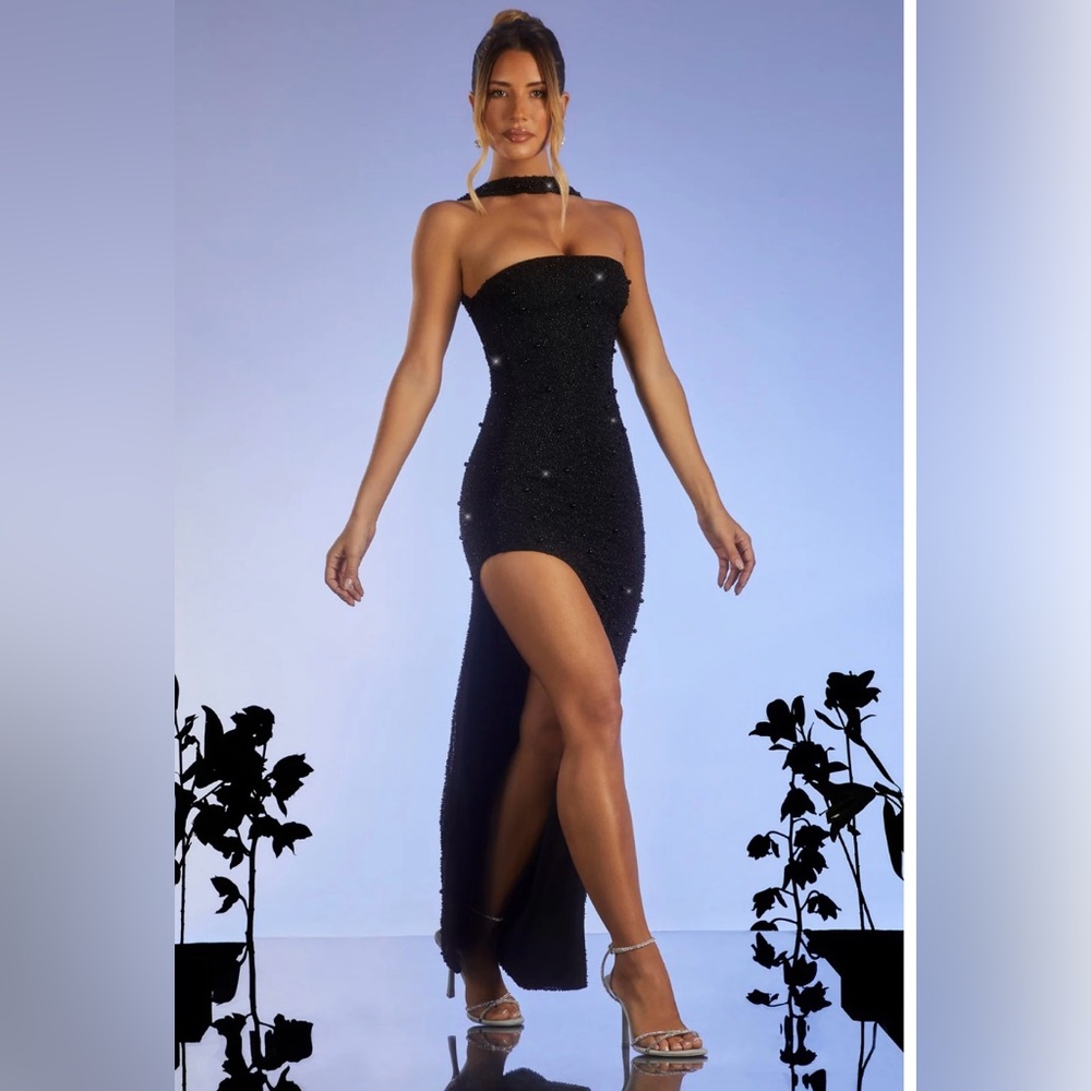 Oh Polly Black Strapless Gown